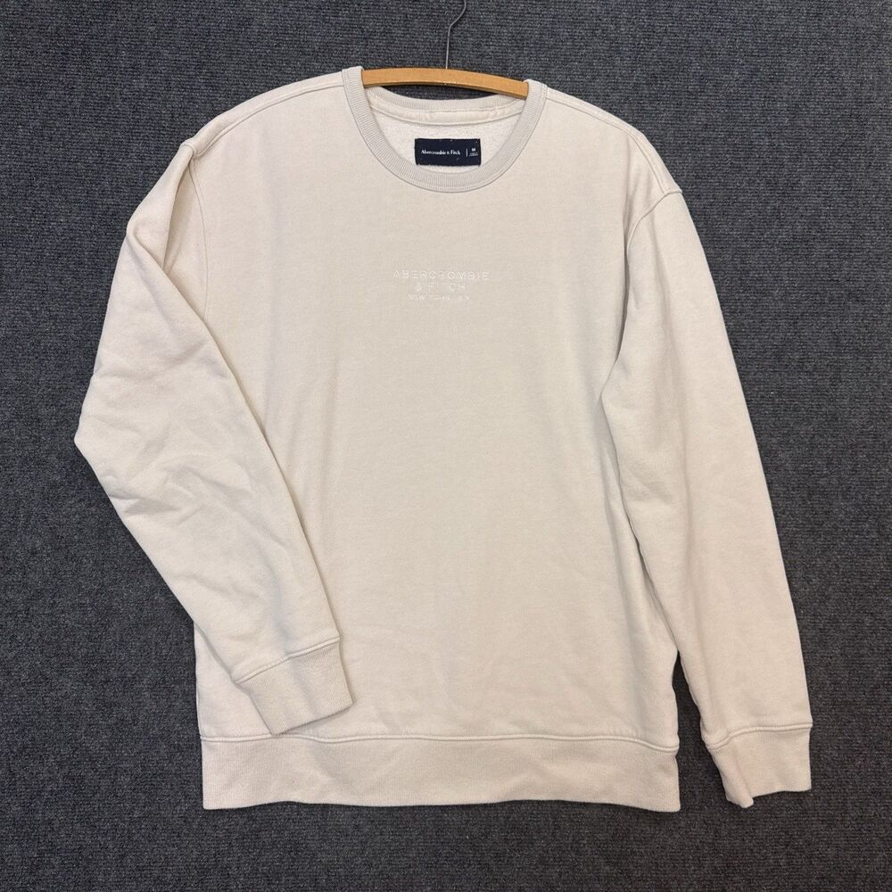 Abercrombie & Fitch Crewneck Sweater M Beige Preppy Clean Girl Y2K Loungwear